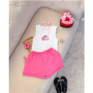 تاپ شورتک ست جذاب ست دخترانه ست شیک تاپ شورتک گیلاسی 