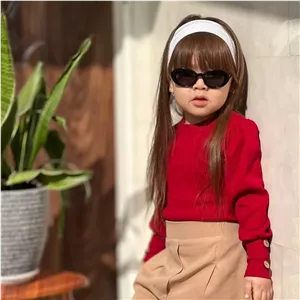 شومیز بچگانه قرمز آستین پفی جنس فانریپ مناسب مجلسی و روزمره