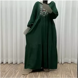 پیراهن ساحلی نخی زنانه مدل آیدا فری سایز مناسب تا 50 با کمربند
