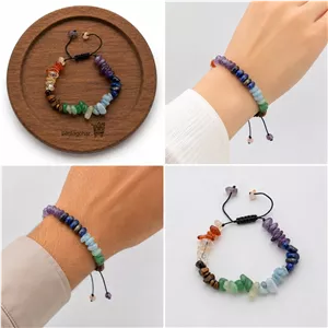 دستبند هفت سنگ طبیعی طرح چیپسی(کد6)