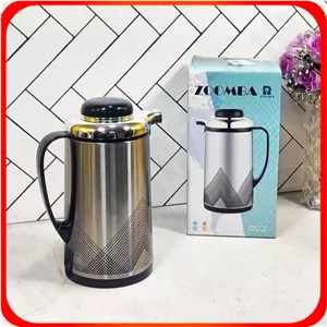 فلاسک 1 لیتری شیشه صورتی زومبا مدل S1700 طرح خط دار لوزی
