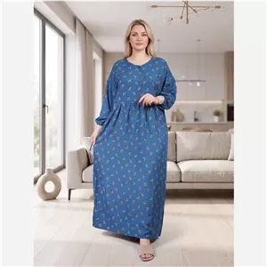 پیراهن گلدار جلو دکمه نخی سایز 38 تا 48