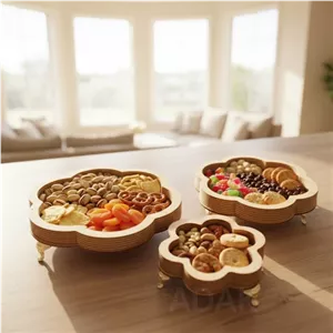 آدجابازار - کاسه 3عددی چوبی پایه دار (ارسال پس کرایه)