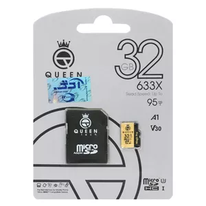 رم (گارانتی مادامالعمر شرکت آی تین) Queen tech microSDHC &amp  adapter U3 Class 10 633X -95MB s - 32GB مشکی طلایی