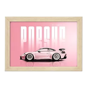 تابلو خندالو طرح ماشین اسپرت (Porsche) کد FH181 فریم چوب خودرنگ