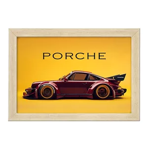 تابلو خندالو طرح ماشین اسپرت(Porsche) کد FH175 فریم چوب خودرنگ
