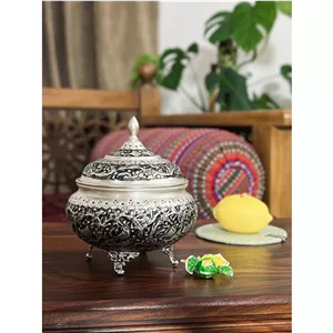 شکلات خوری چهار پایه سایز کوچک قلمزنی گل و مرغ اعلا 