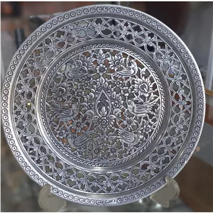 بشقاب قلمزنی گل و مرغ مشبک 20 سانتی 