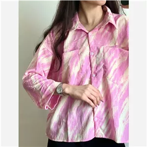 شومیز نخ کراش نگین دار جیب دار فری سایز