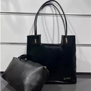 کیف دوتکه زنانه زارا (ZARA) مدل Glossy Tote ست کیف دستی و کیف آرایشی