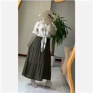 شومیز گره ای گل مشکی جنس بوگاتی فری سایز