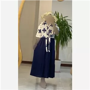شومیز گره ای گل مشکی جنس بوگاتی فری سایز