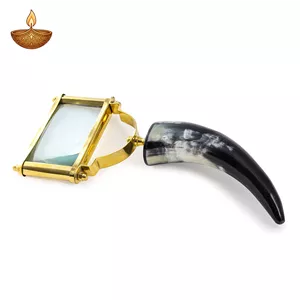 ذره بین برنجی با دسته شاخ گاومیش طبیعی کد 1132