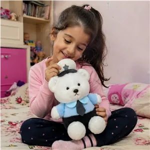 عروسک پولیشی خرس پلیس 30سانتی،ضدحساسبت و قابل شستشو