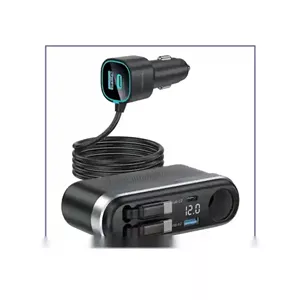شارژر فندکی 60 وات با کابل جمع شونده پاورولوژی Powerology Currnex Car Charger PCCSR19BK