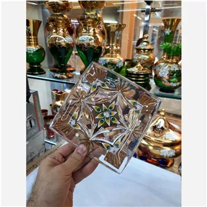 پیش دستی طلاکوب کریستال 