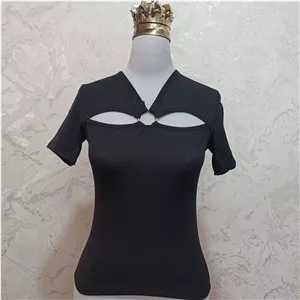 تیشرت مشکی زنانه طرح چشم لاکچری