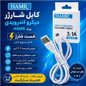 کابل شارژر میکرو فست شارژ HAMR 3.1A 1 متری روکش PVC منعطف