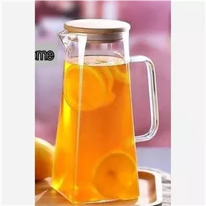 پارچ آب پیرکس کف مربعی درب بامبو.