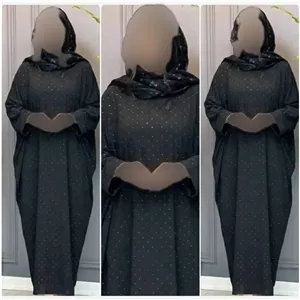 عبا زنانه مدل افسون جنس الیزه درجه یک نگین دار مشکی فری سایز