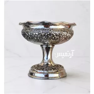 بستنی خوری مسی پیاله پایه دار مسی کروم هنر 