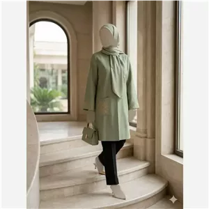 مانتو گلدوزی شده شانتون اسلپ مدل خورشید سایز بزرگ