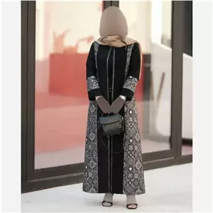 مانتو مجلسی زنانه بنگال نخ خرجکار تافته مشکی مناسب مهمانی سایز 38 تا 46