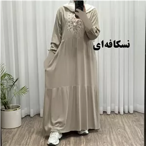 پیراهن ساحلی نخی زنانه مدل آیدا فری سایز مناسب تا 50 با کمربند