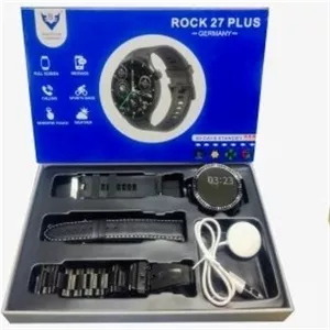 ساعت هوشمند مدل ROCK 27 PLUS صفحه گرد با بند سیلیکونی
