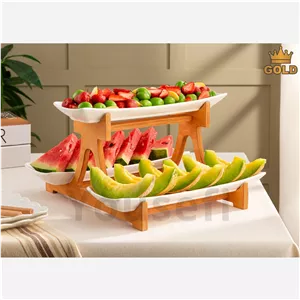 دیس پذیرایی سه تایی رویال با استند چوبی