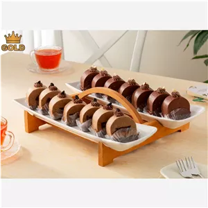 دیس پذیرایی دوتایی رویال دسته دار با استند چوبی