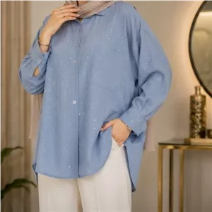 شومیز تابستانی بسیار خنک پشت و رو نگین دار 