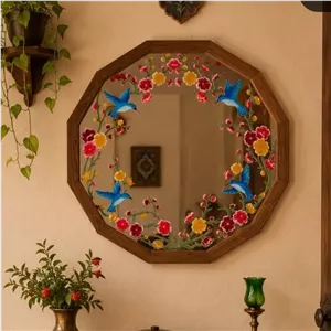 آینه گل و پرنده ویترای 