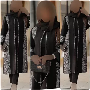 مانتو مجلسی زنانه بنگال نخ خرجکار تافته مشکی مناسب مهمانی سایز 38 تا 46