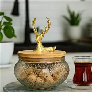 قندان بلور درب چوبی