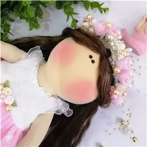 عروسک روسی صورتی 2با تاج گل