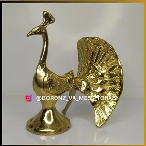 مجسمه طاووس بال باز برنزی