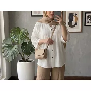 شومیز مانتویی یقه کتی جنس دبل کراش