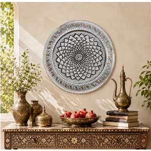 سینی قلم زنی مسی 40 طرح اسلیمی(گارانتی 120 ماهه) 