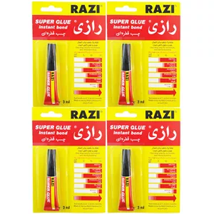 چسب قطره ای رازی مدل Super Glue حجم 3 میلی لیتر بسته 4 عددی