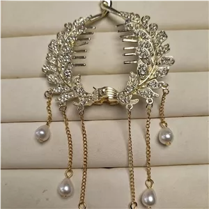کلیپس گیره چفتی مناسب مدل مو گوجه ای طرح گندمی آویز دار کد 68