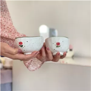 کاسه سرامیکی دست ساز گل قرمز