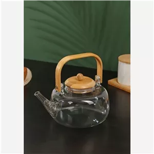 قوری پیرکس دسته بامبو درب بامبو