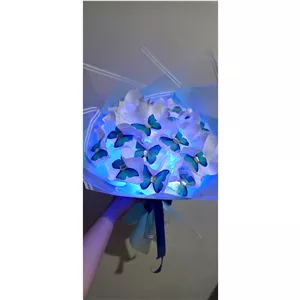 دسته گل پروانه ای 20 شاخه آبی نگین دار