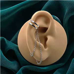 ایرکاف (گوشواره بدون سوراخ گوش) نقره زنانه مدل زنجیری لوپ تکی