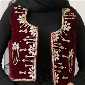 سخمه کردی زرشکی جلیقه جواهردوزی زنانه