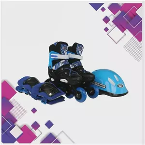 اسکیت رویه هارد مدل x1 از سایز30تا41 پررنگ بندی های قرمز صورتی آبی همراه شامل کلاه آرنج بند و زانو