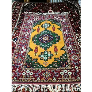فرش دستباف گل ابریشم ترکمن قالیچه 