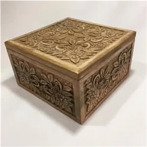 جعبه چوبی منبت شده ساخته شده از چوب گردو