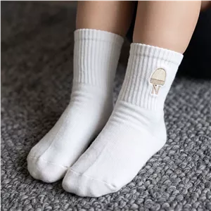 جوراب بچه گانه ساق بلند پنبه ای سفید